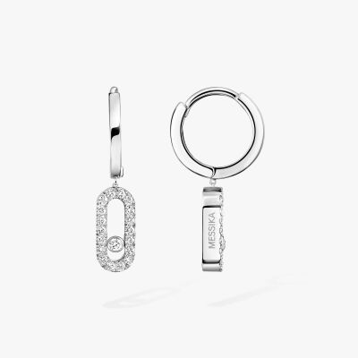 Boucles d'oreilles créoles Messika Move Uno en or blanc et diamants