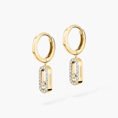 Boucles d'oreilles créoles Messika Move Uno en or jaune et diamants