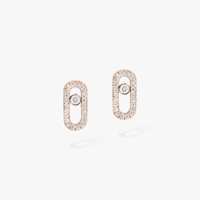 Boucles d'oreilles Messika Move Uno pavées en or rose et diamants