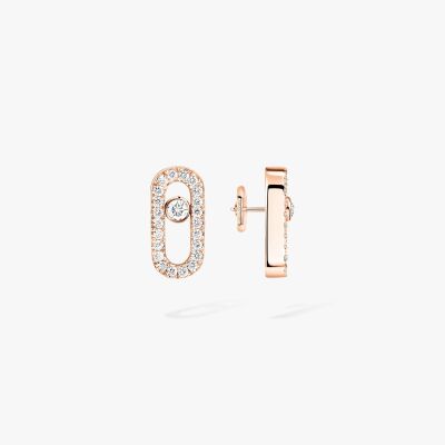 Boucles d'oreilles Messika Move Uno pavées en or rose et diamants