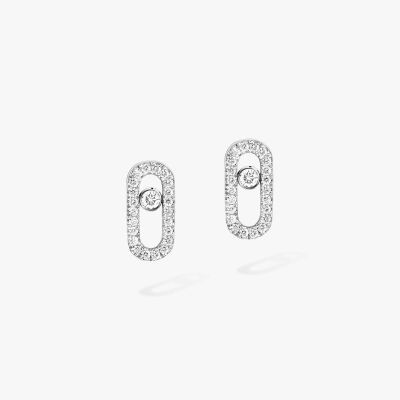 Boucles d'oreilles Messika Move Uno pavées en or blanc et diamants