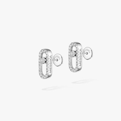 Boucles d'oreilles Messika Move Uno pavées en or blanc et diamants