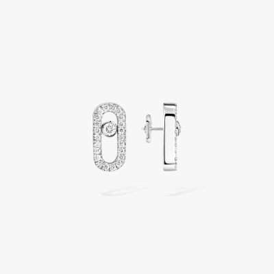 Boucles d'oreilles Messika Move Uno pavées en or blanc et diamants