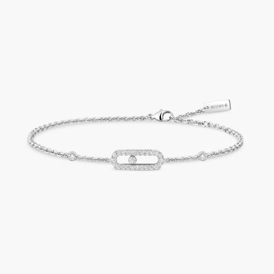 Bracelet Messika Move Uno pavé en or blanc et diamants