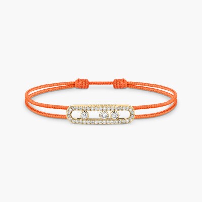 Bracelet cordon Messika Care(s) orange pavé en or jaune et diamants