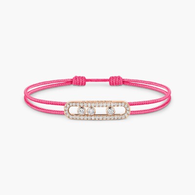 Bracelet cordon Messika Care(s) rose pavé en or rose et diamants