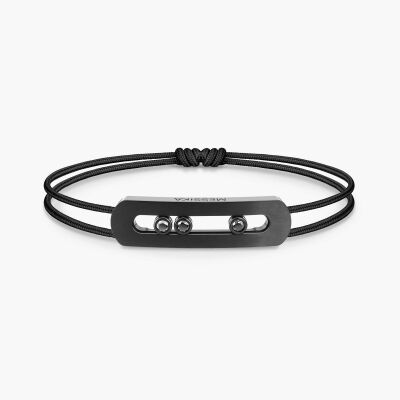 Bracelet cordon Messika Move Titanium en titane noir et diamants