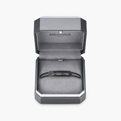 Bracelet cordon Messika Move Titanium en titane noir et diamants