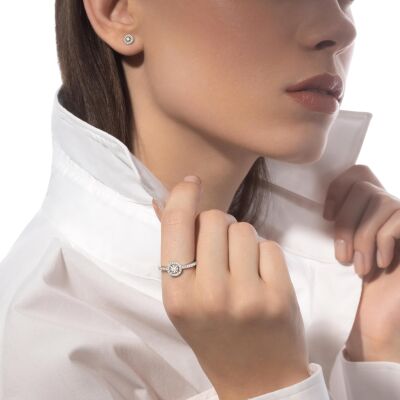 Boucles d'oreilles Messika Joy en or blanc et diamants 2x0.03ct