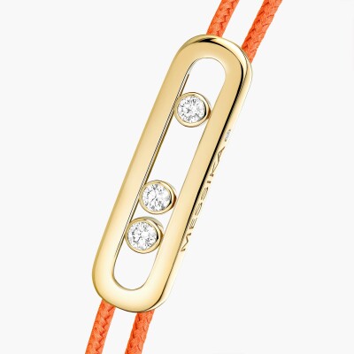 Bracelet cordon Messika Care(s) orange en or jaune et diamants