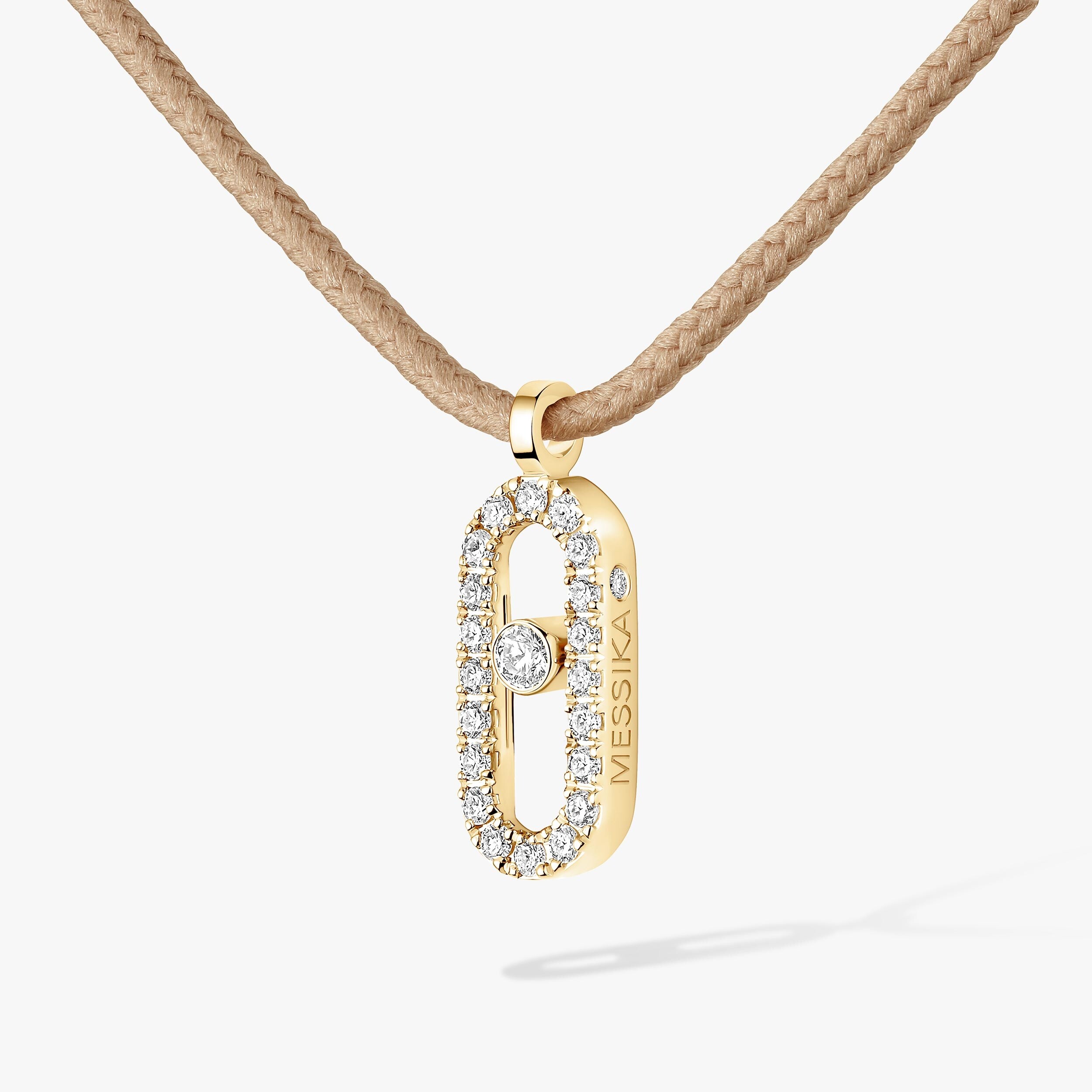 Collier cordon Messika Care(s) beige pavé en or jaune et diamants vue 2