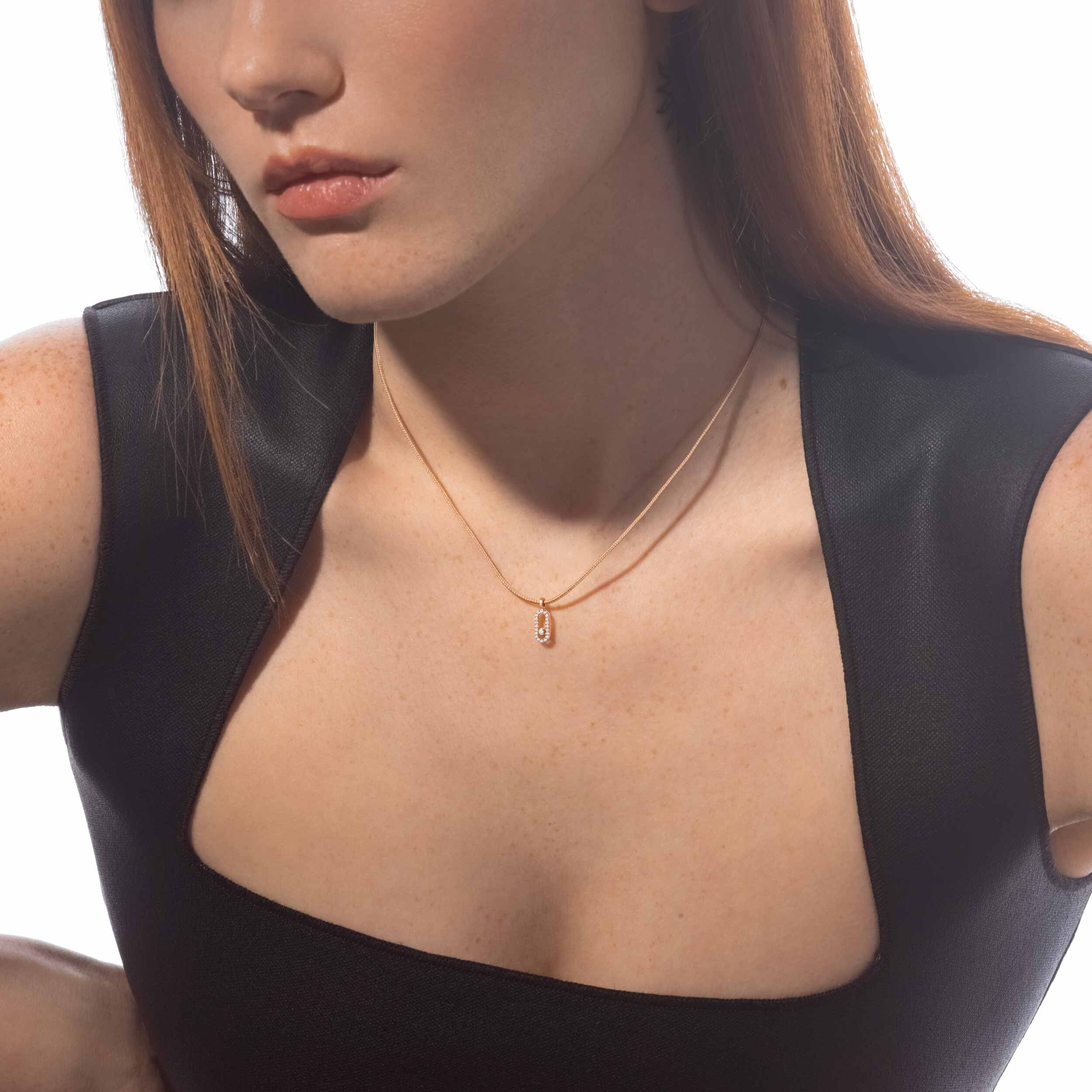 Collier cordon Messika Care(s) beige pavé en or jaune et diamants vue 3