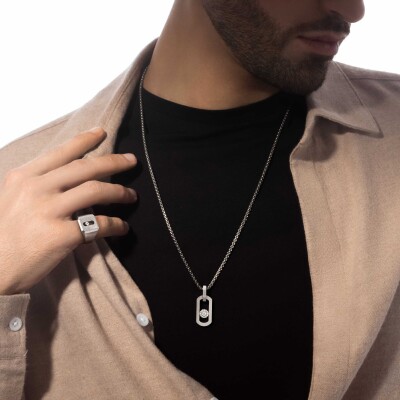 Bague chevalière Messika Move Titanium Naturel en titane et diamant