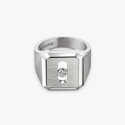 Bague chevalière Messika Move Titanium Naturel en titane et diamant