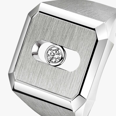 Bague chevalière Messika Move Titanium Naturel en titane et diamant