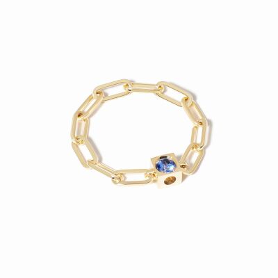 Bague dinh van Le Cube Diamant en or jaune et saphir bleu