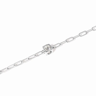 Bracelet sur chaine dinh van Le Cube Diamant en or blanc et diamant 0.07ct, chaîne XS