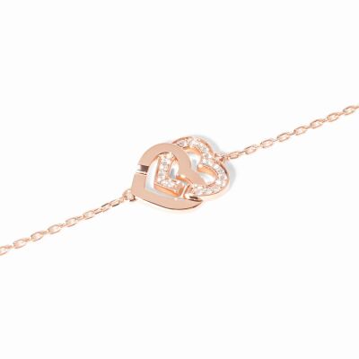Bracelet dinh van Double Cœurs R10 en or rose et diamants