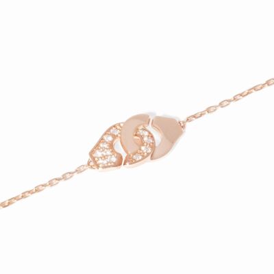 Bracelet Menottes dinh van chaîne forçat R8 en or rose et diamants
