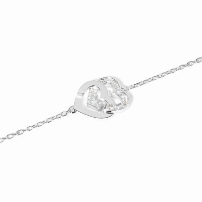 Bracelet dinh van Double Cœurs R10 en or blanc et diamants
