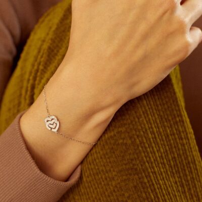 Bracelet dinh van Double Cœurs R10 en or blanc et diamants