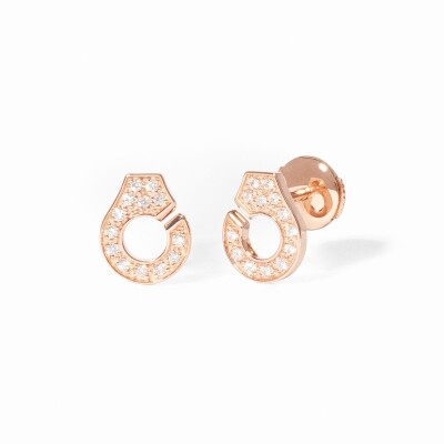 Boucles d'oreilles Menottes dinh van R 7.5 en or rose et diamants