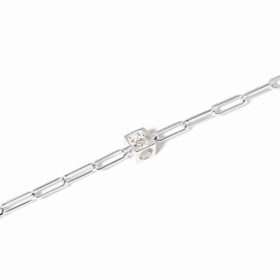 Bracelet sur chaine dinh van Le Cube Diamant en or blanc et diamant 0.10ct, chaîne S