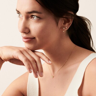 Collier dinh van Le Cube Diamant moyen modèle en or jaune et diamant