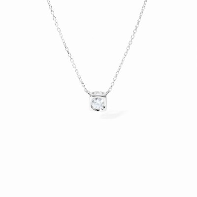 Collier dinh van Le Cube Diamant moyen modèle en or blanc et diamant
