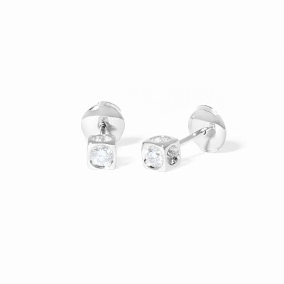 Boucles d'oreilles dinh van Le Cube Diamant moyen modèle en or blanc et diamants