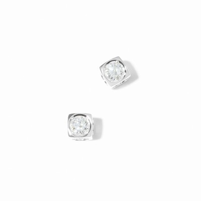 Boucles d'oreilles dinh van Le Cube Diamant moyen modèle en or blanc et diamants