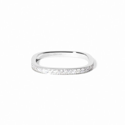 Alliance dinh van carrée 2mm en or blanc et diamants