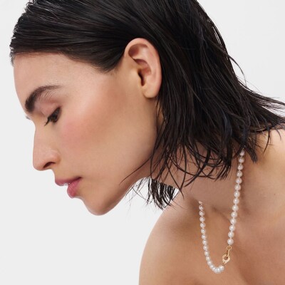 Collier dinh van Menottes R10 en or jaune et perles d'eau douce
