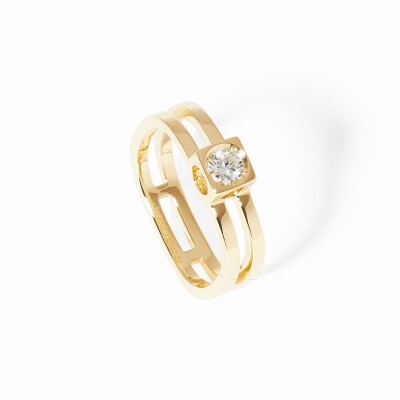 Bague dinh van Le Cube Diamant grand modèle en or jaune et diamant