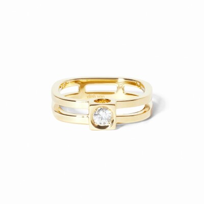 Bague dinh van Le Cube Diamant grand modèle en or jaune et diamant