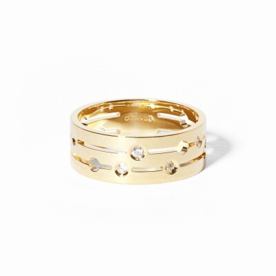 Bague dinh van Pulse moyen modèle en or jaune et diamants