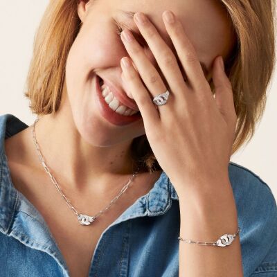 Bracelet Menottes dinh van en or blanc et diamants R10