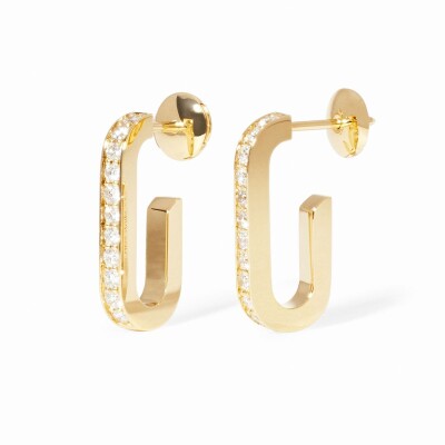 Boucles d'oreilles dinh van Maillon L en or jaune et diamants