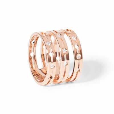 Bague dinh van Pulse 3 rangs en or rose et diamants