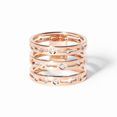 Bague dinh van Pulse 3 rangs en or rose et diamants
