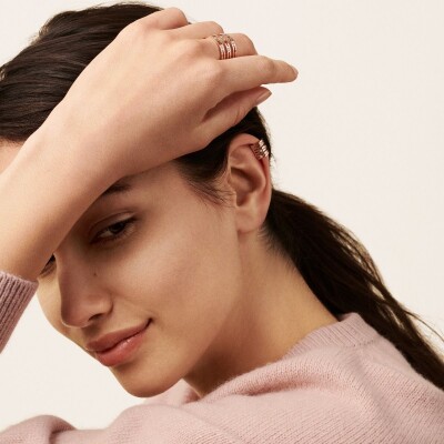 Bague dinh van Pulse 3 rangs en or rose et diamants