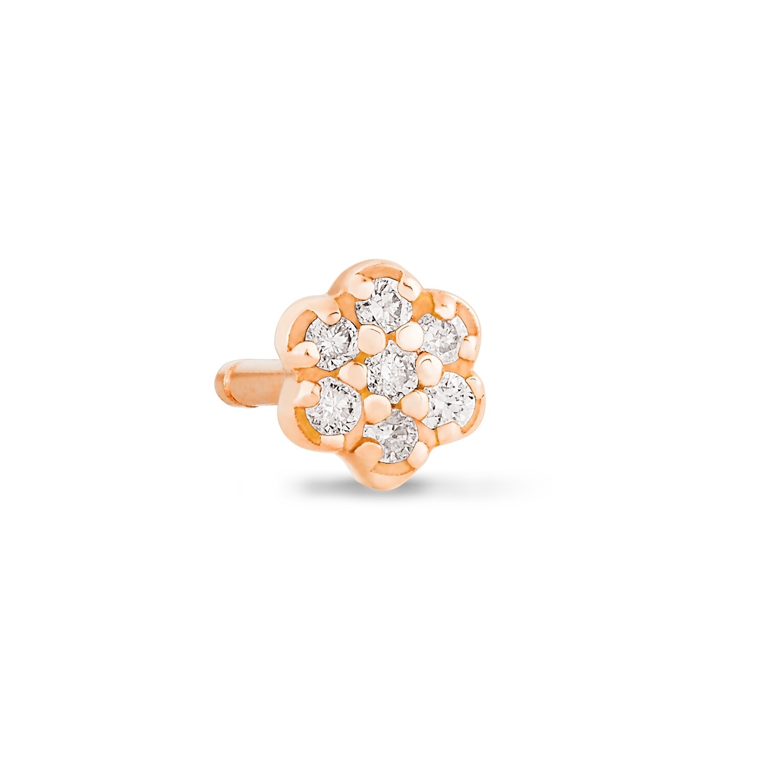 Boucles d'oreilles Ginette NY BE MINE Mini Lotus en or rose et diamants vue 2