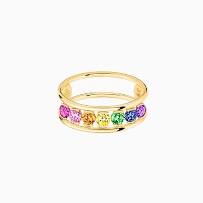 Bague La Brune & La Blonde HULA HOOP Rainbow en or jaune