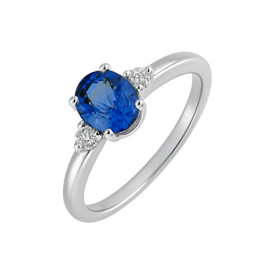 Bague Saphir taille Ovale et Diamants