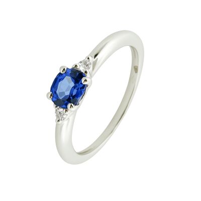 Bague Saphir Ovale et Diamants