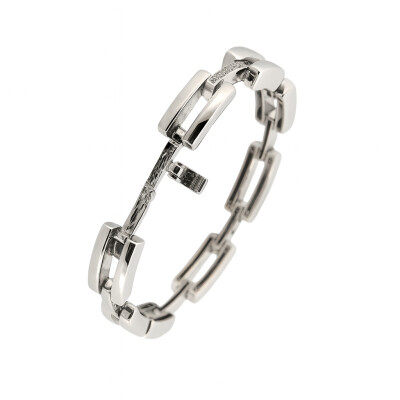 Bracelet Or Blanc et Diamants 18 centimètres