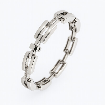 Bracelet Or Blanc et Diamants 18 centimètres