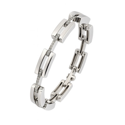 Bracelet Or Blanc et Diamants 18 centimètres