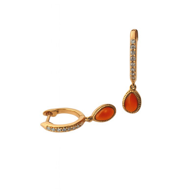 Créoles Cornaline et Diamants