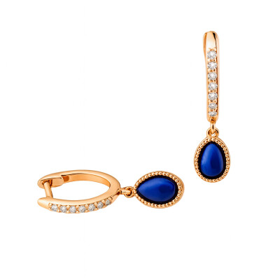 Créoles Or Rose Lapis Lazuli et Diamants